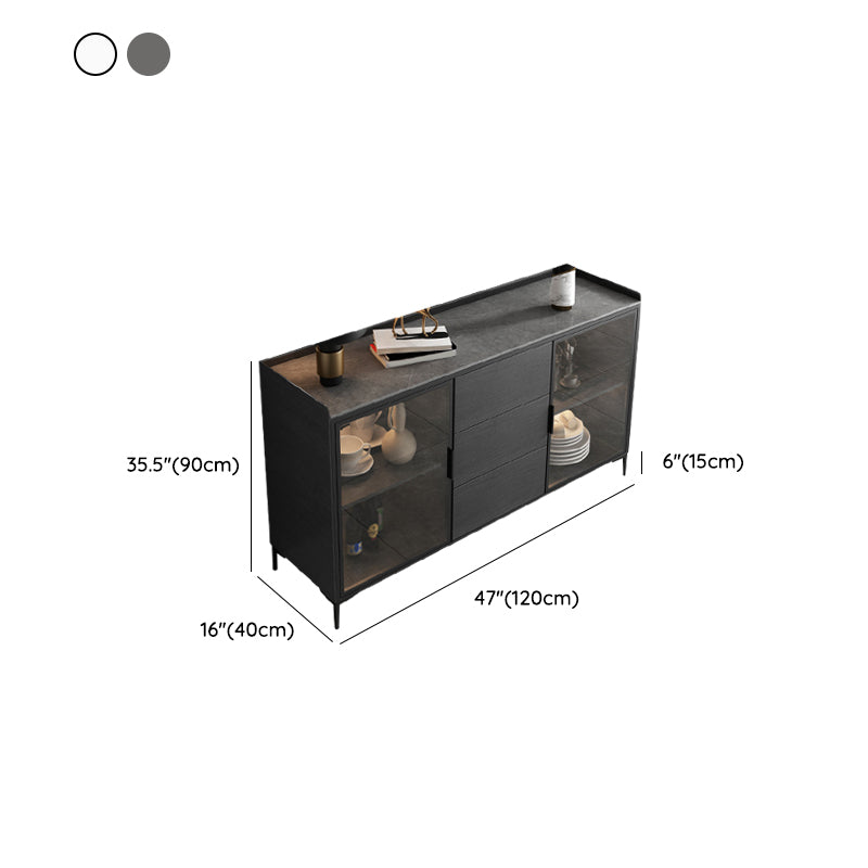 Modern Credenza Stone Dining Buffet with Cabinets and Drawers