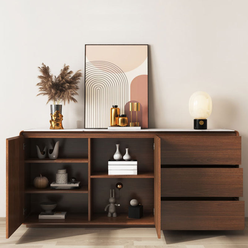 Modern and Contemporary Credenza Wood Dining Buffet with Cabinets and Drawers