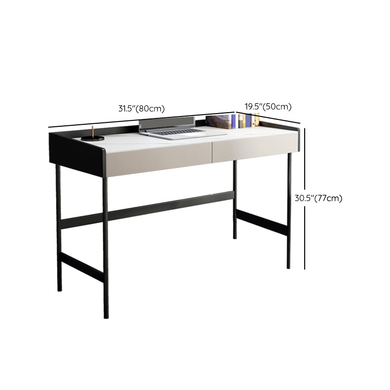 Stone Contemporary Writing Desk Bedroom Office Desk with Black Legs