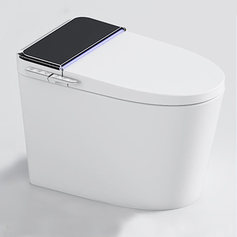 Elongated Contemporary Smart Toilet White Ceramic Foot Sensor