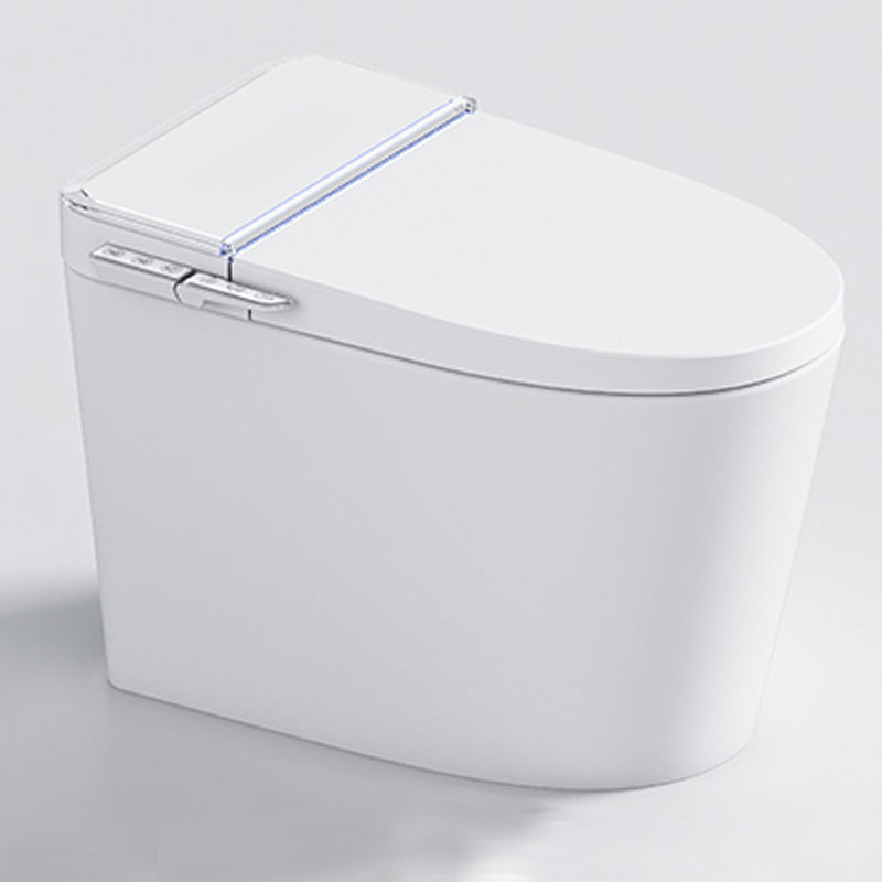 Elongated Contemporary Smart Toilet White Ceramic Foot Sensor