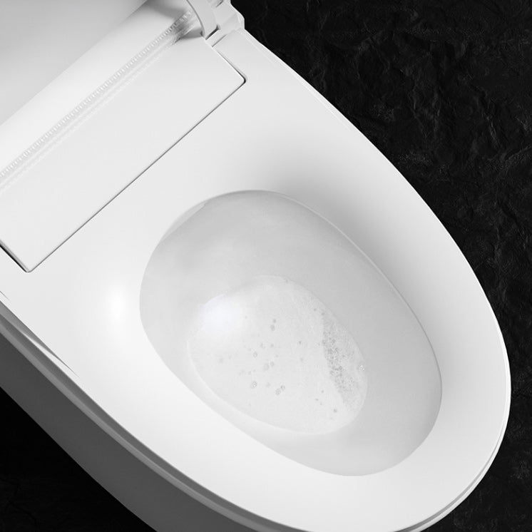 Elongated Contemporary Smart Toilet White Ceramic Foot Sensor