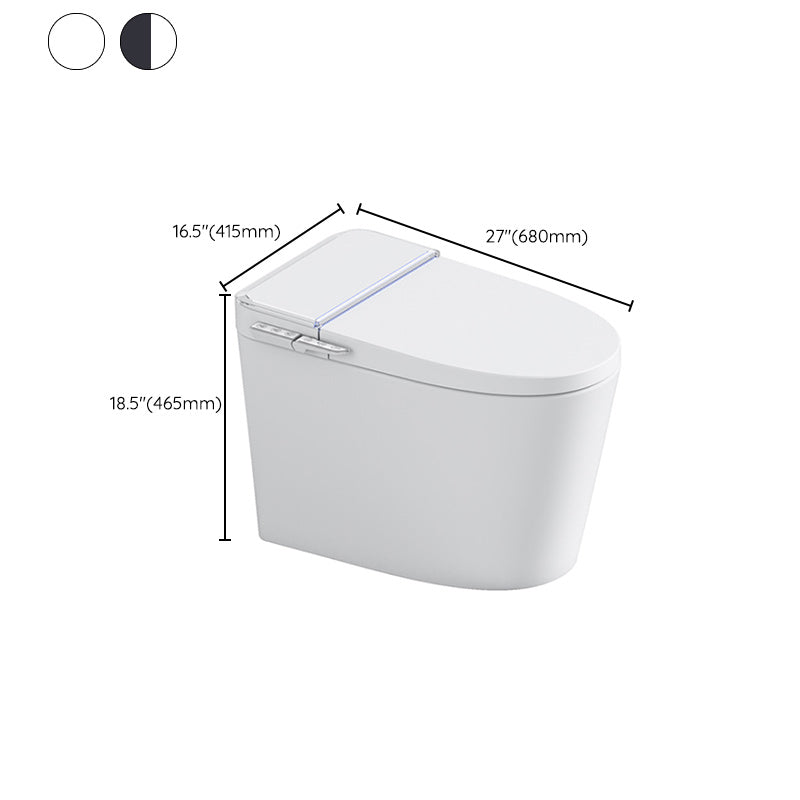 Elongated Contemporary Smart Toilet White Ceramic Foot Sensor