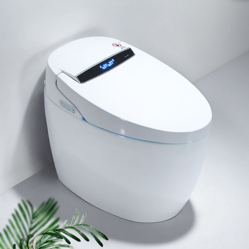 Plastic Bidets Elongated White Contemporary Foot Sensor Smart Toilet