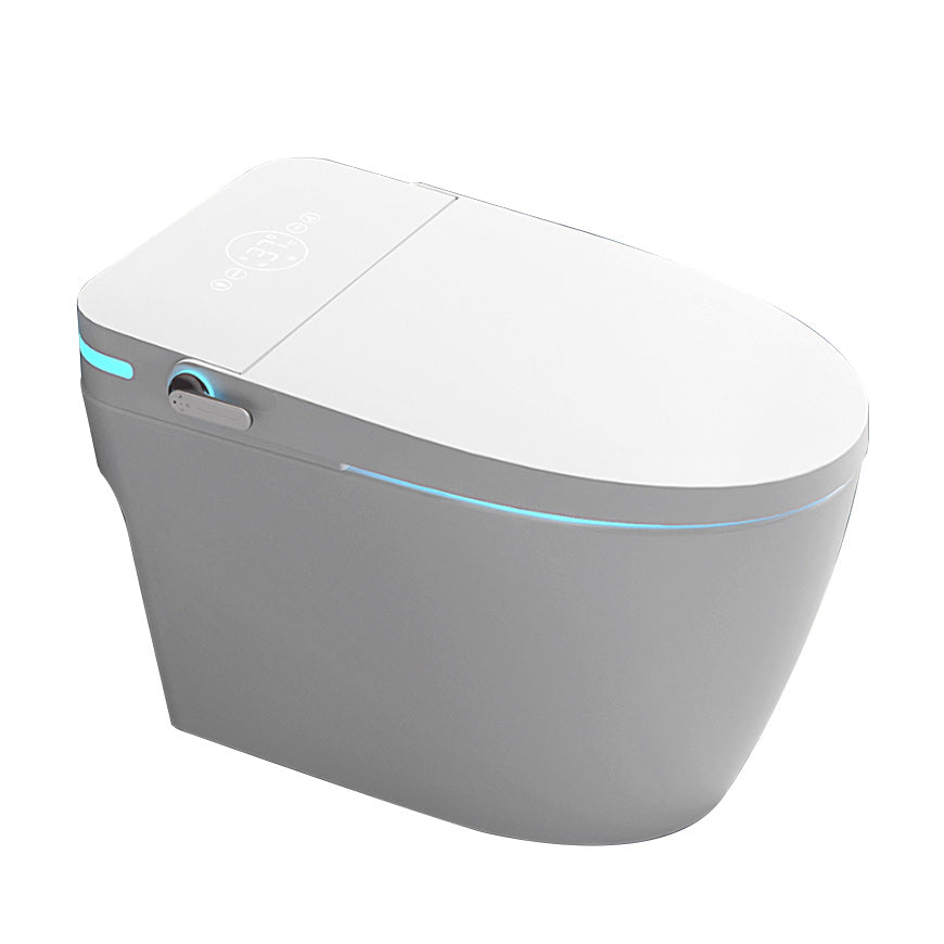 Smart Toilet Elongated Foot Sensor Contemporary Ceramic White