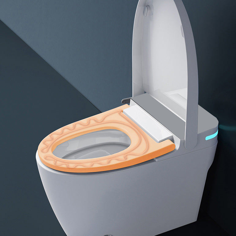 Smart Toilet Elongated Foot Sensor Contemporary Ceramic White