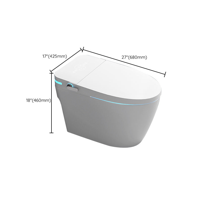 Smart Toilet Elongated Foot Sensor Contemporary Ceramic White