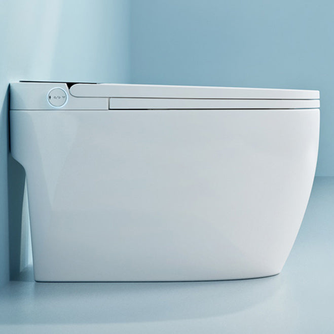 Foot Sensor Contemporary Ceramic White Elongated Smart Toilet