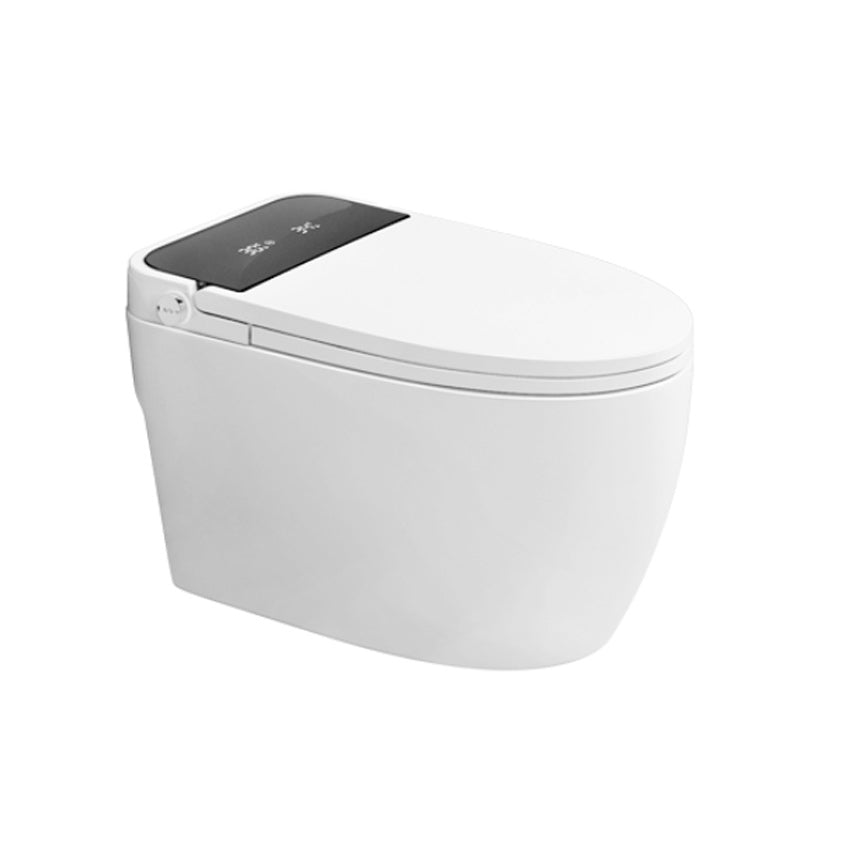 Foot Sensor Contemporary Ceramic White Elongated Smart Toilet