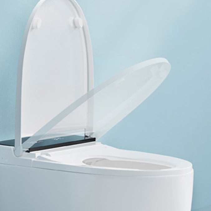 Foot Sensor Contemporary Ceramic White Elongated Smart Toilet