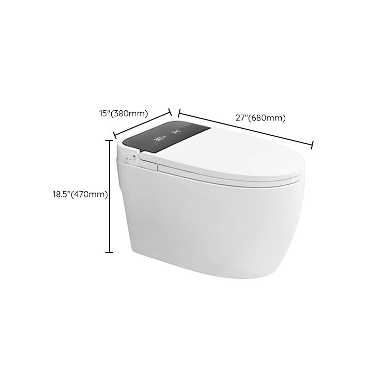 Foot Sensor Contemporary Ceramic White Elongated Smart Toilet