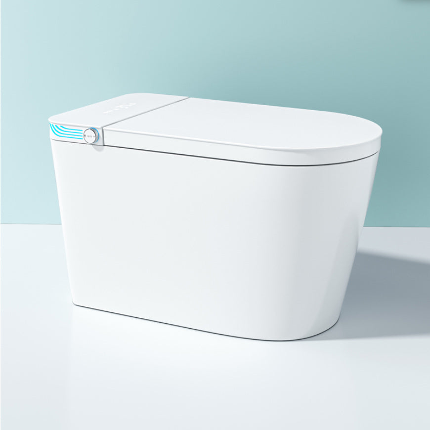 Smart Toilet Elongated White Ceramic Contemporary Foot Sensor