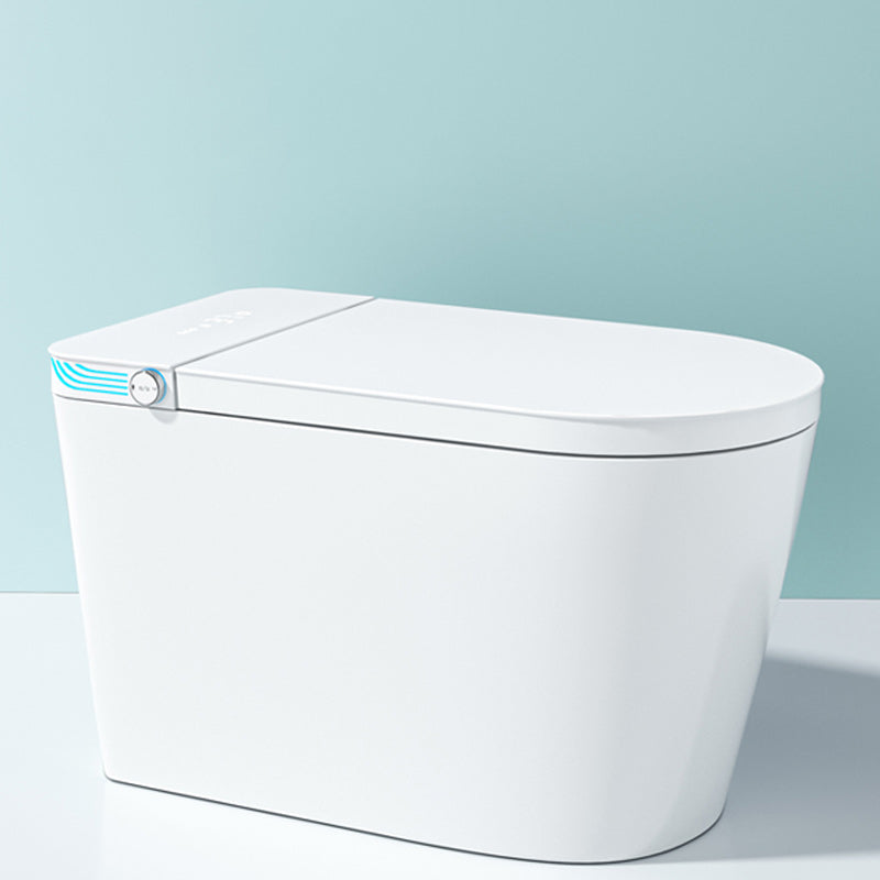 Smart Toilet Elongated White Ceramic Contemporary Foot Sensor