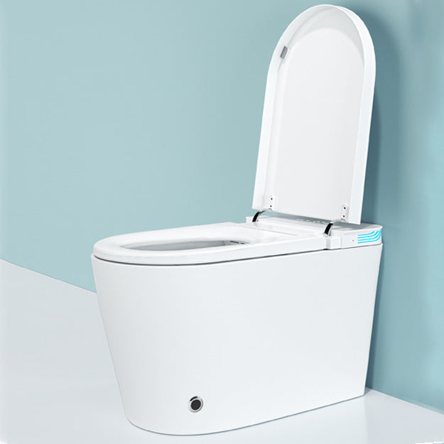 Smart Toilet Elongated White Ceramic Contemporary Foot Sensor