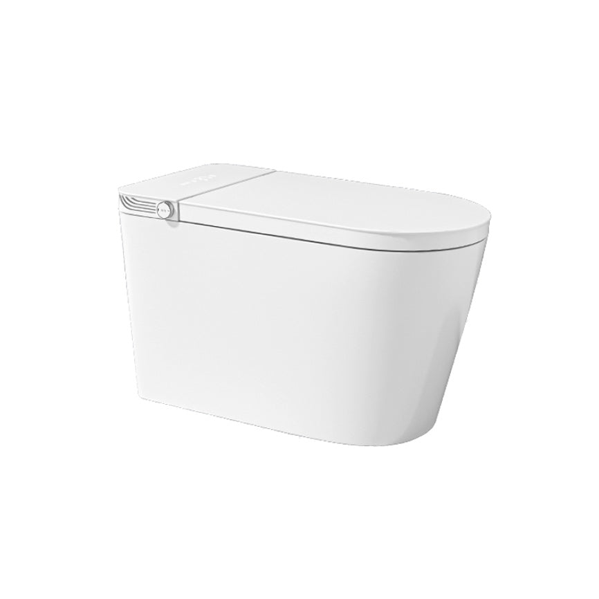 Smart Toilet Elongated White Ceramic Contemporary Foot Sensor