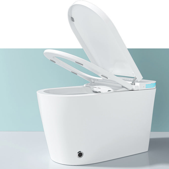 Smart Toilet Elongated White Ceramic Contemporary Foot Sensor