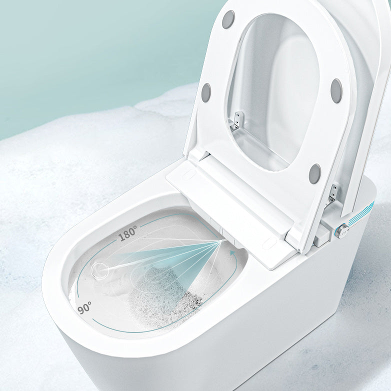 Smart Toilet Elongated White Ceramic Contemporary Foot Sensor