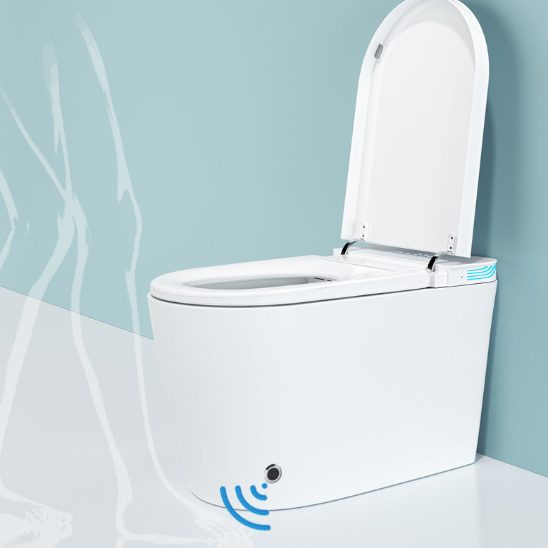 Smart Toilet Elongated White Ceramic Contemporary Foot Sensor