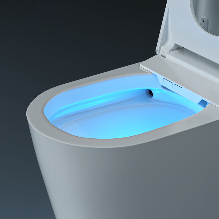 Smart Toilet Elongated White Ceramic Contemporary Foot Sensor