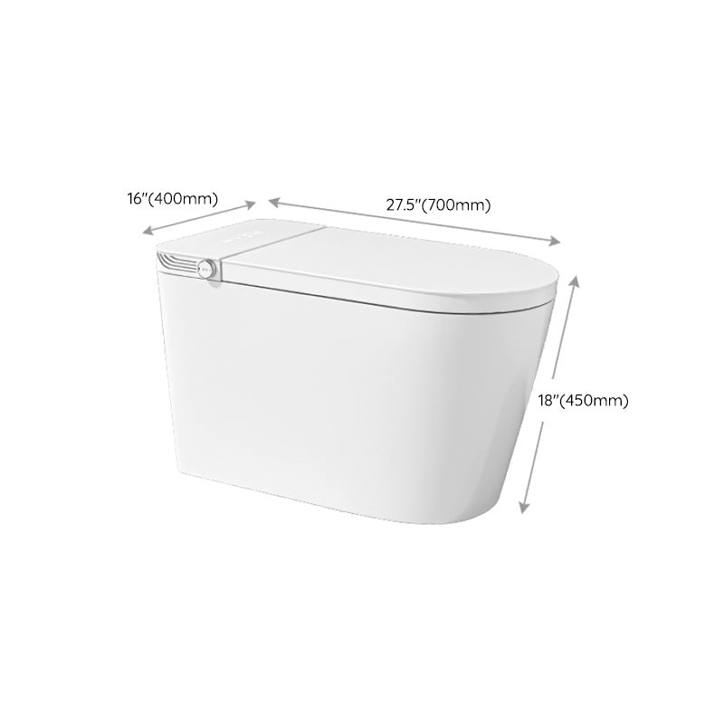 Smart Toilet Elongated White Ceramic Contemporary Foot Sensor