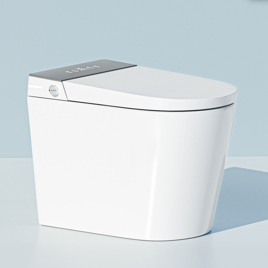 Contemporary Foot Sensor Elongated White Ceramic Smart Toilet