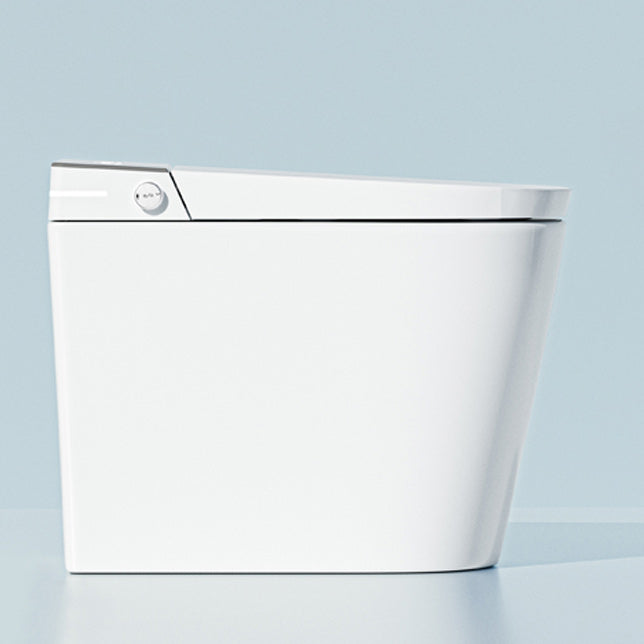 Contemporary Foot Sensor Elongated White Ceramic Smart Toilet