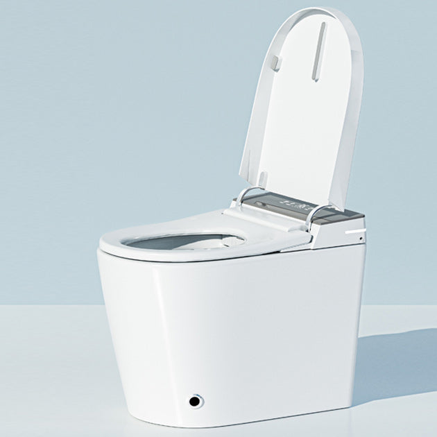 Contemporary Foot Sensor Elongated White Ceramic Smart Toilet