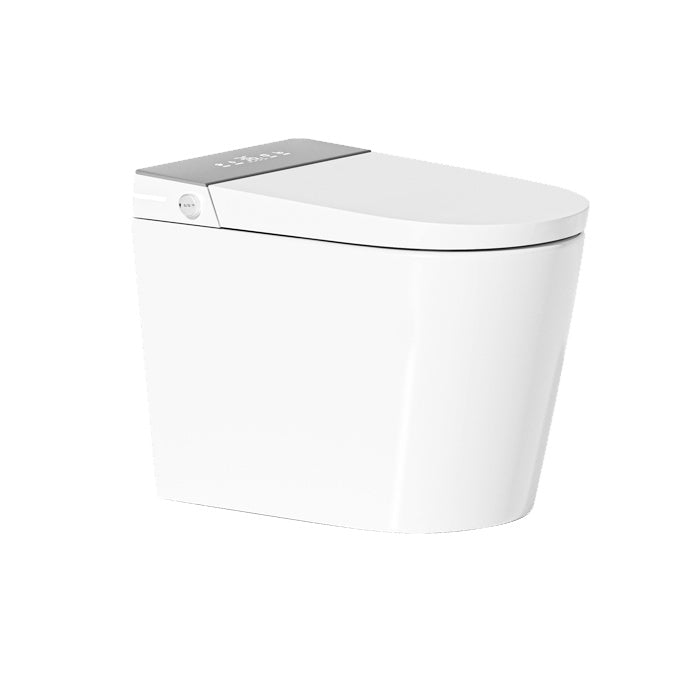 Contemporary Foot Sensor Elongated White Ceramic Smart Toilet