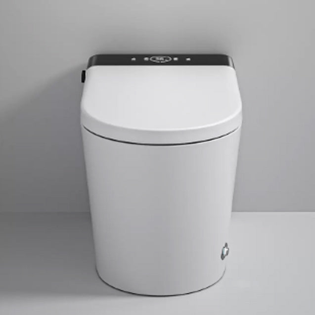 Elongated White Ceramic Contemporary Foot Sensor Smart Toilet