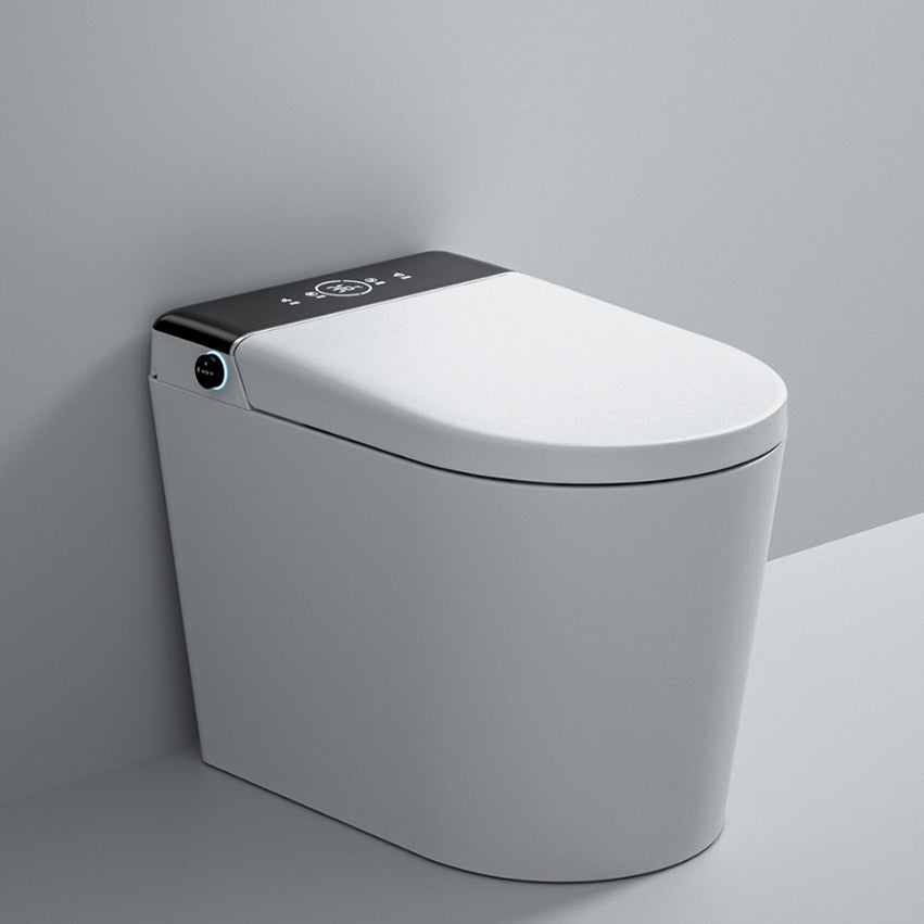 Elongated White Ceramic Contemporary Foot Sensor Smart Toilet