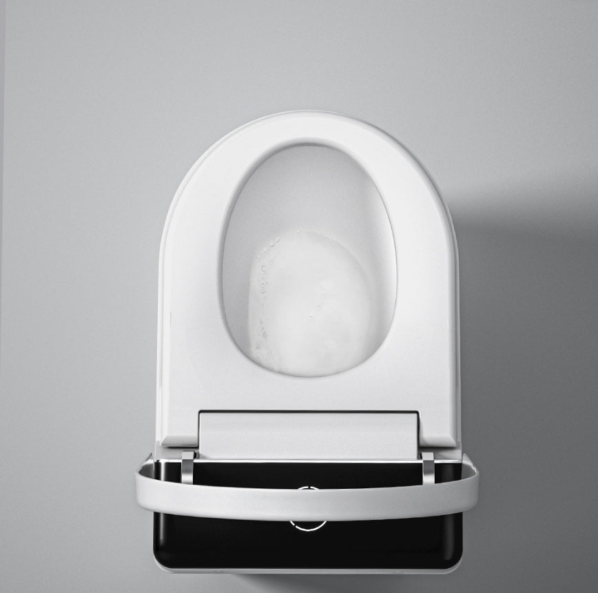 Elongated White Ceramic Contemporary Foot Sensor Smart Toilet