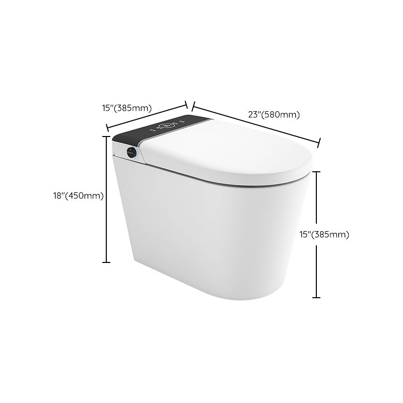 Elongated White Ceramic Contemporary Foot Sensor Smart Toilet