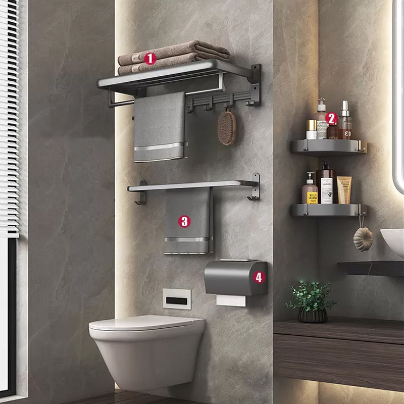 Modern Gray Aluminum Bath Hardware Set Bathroom Accessory Kit