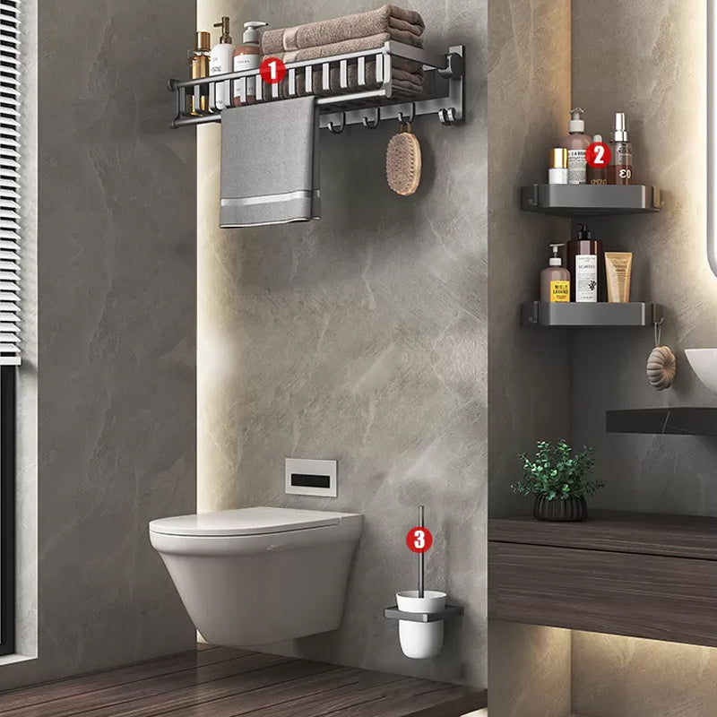 Modern Gray Aluminum Bath Hardware Set Bathroom Accessory Kit