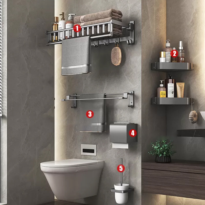 Modern Gray Aluminum Bath Hardware Set Bathroom Accessory Kit