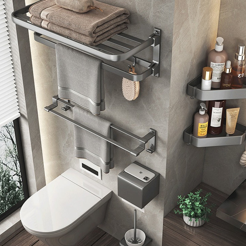 Modern Gray Aluminum Bath Hardware Set Bathroom Accessory Kit