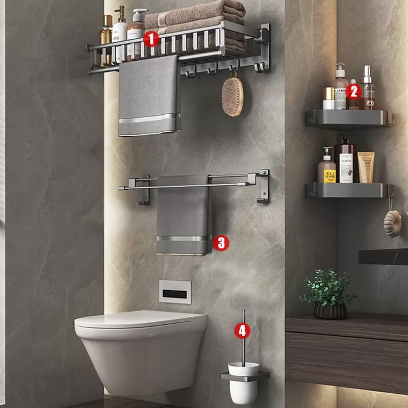 Modern Gray Aluminum Bath Hardware Set Bathroom Accessory Kit