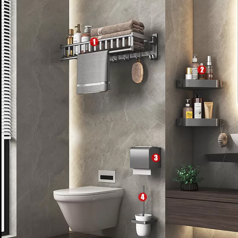 Modern Gray Aluminum Bath Hardware Set Bathroom Accessory Kit