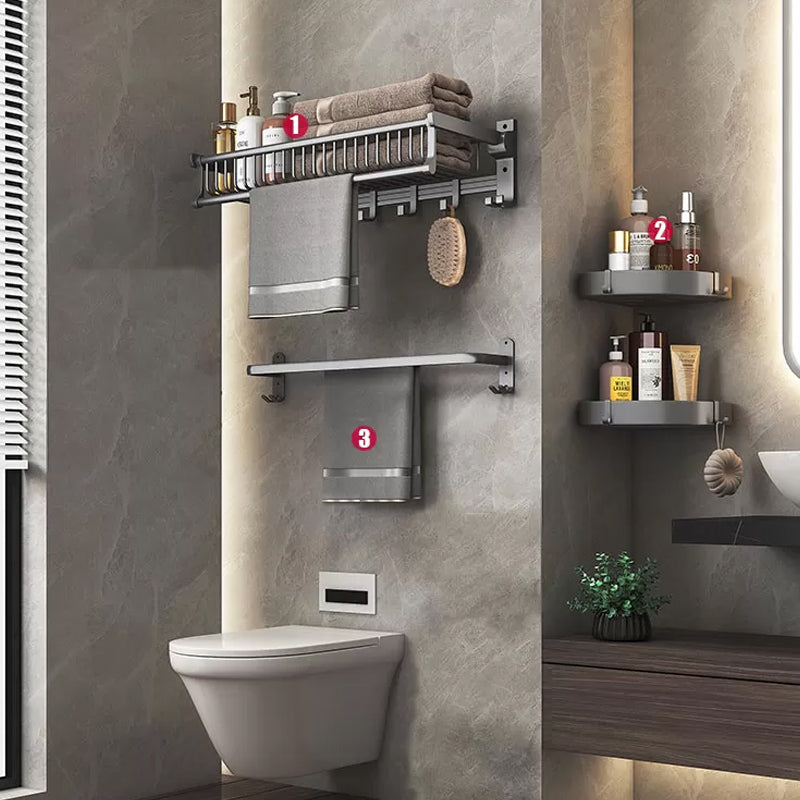 Modern Gray Aluminum Bath Hardware Set Bathroom Accessory Kit