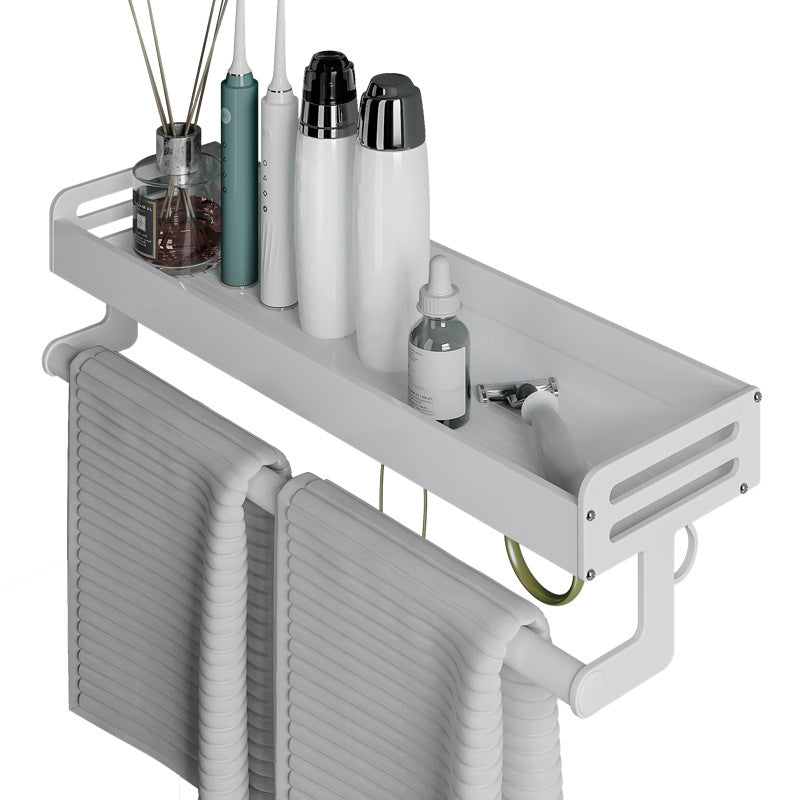 2-Piece Modern Bathroom Accessory Set White Rectangular Bath Shelf