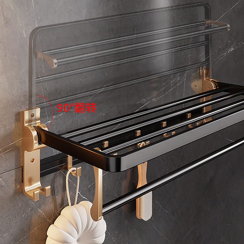 Black & Brass Bathroom Hardware Set Modern Stainless Bath Shelf/Towel Bar/Paper Holder