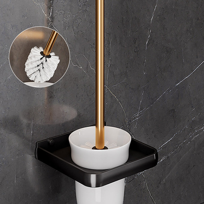 Black & Brass Bathroom Hardware Set Modern Stainless Bath Shelf/Towel Bar/Paper Holder