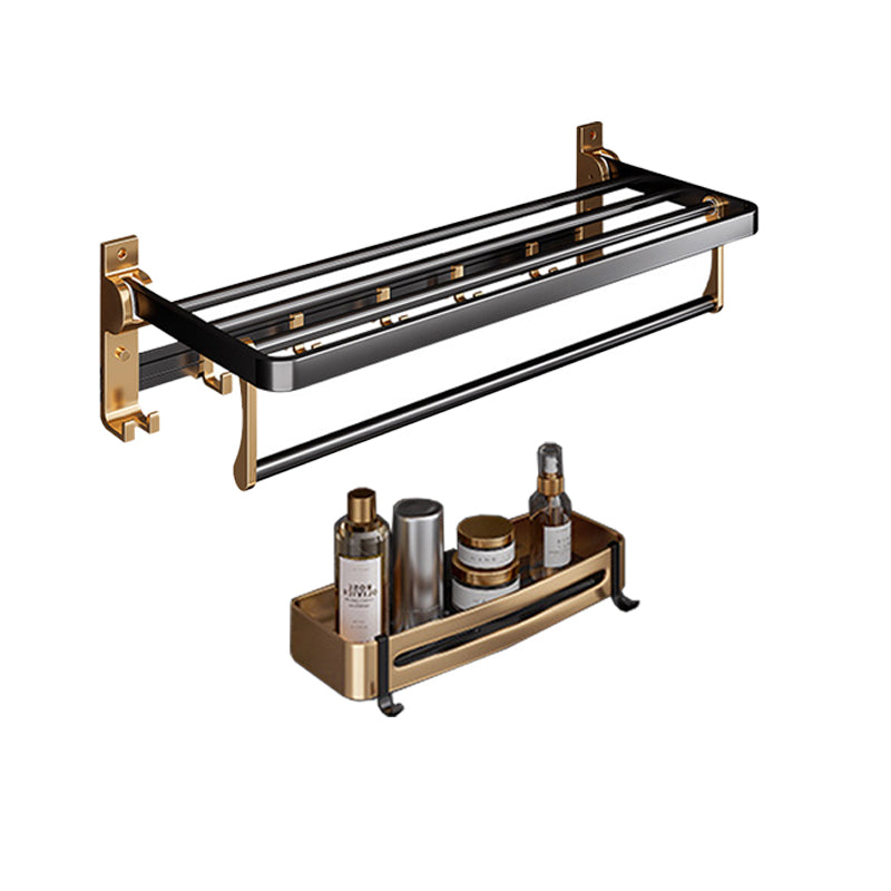 Black & Brass Bathroom Hardware Set Modern Stainless Bath Shelf/Towel Bar/Paper Holder