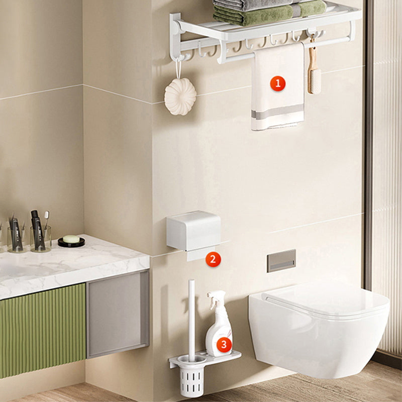 White Bathroom Accessory Set Contemporary Aluminum Bathroom Accessory Kit with Towel Bar