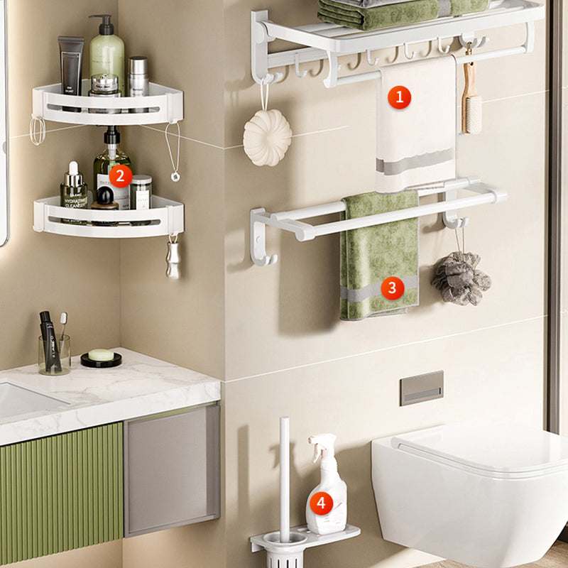 White Bathroom Accessory Set Contemporary Aluminum Bathroom Accessory Kit with Towel Bar