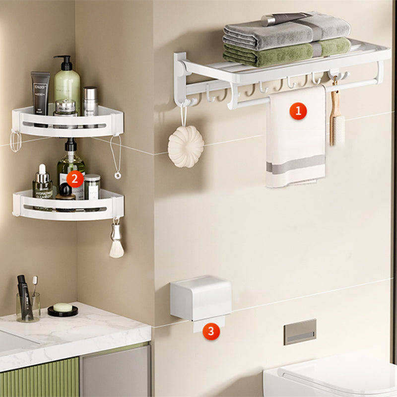 White Bathroom Accessory Set Contemporary Aluminum Bathroom Accessory Kit with Towel Bar