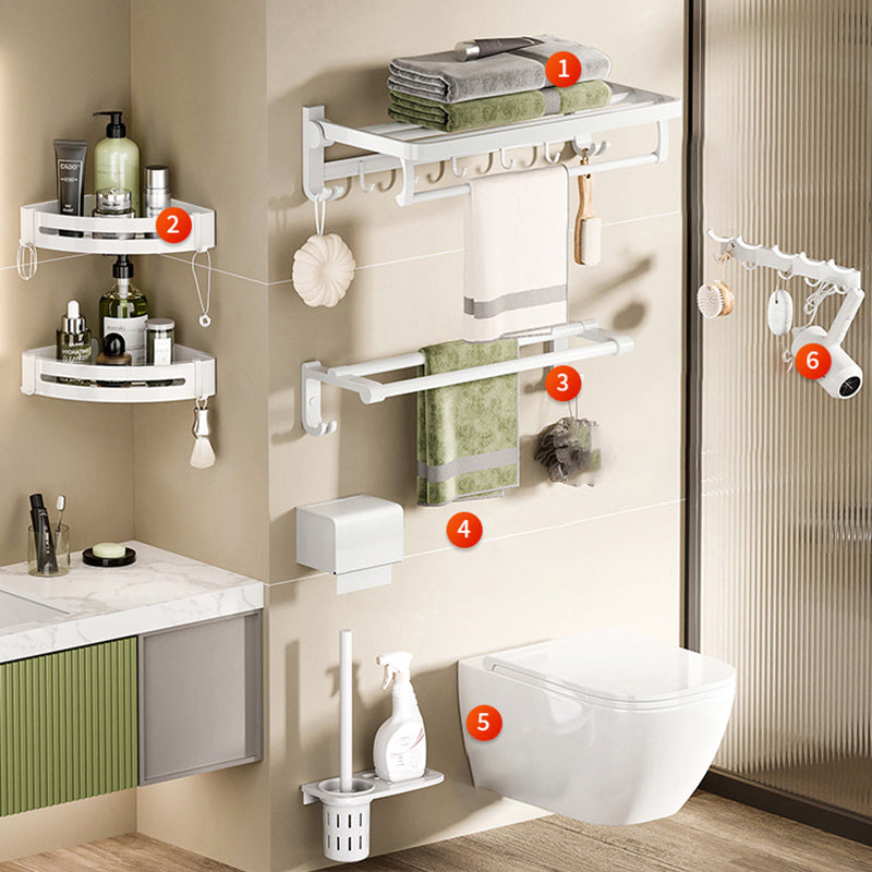 White Bathroom Accessory Set Contemporary Aluminum Bathroom Accessory Kit with Towel Bar