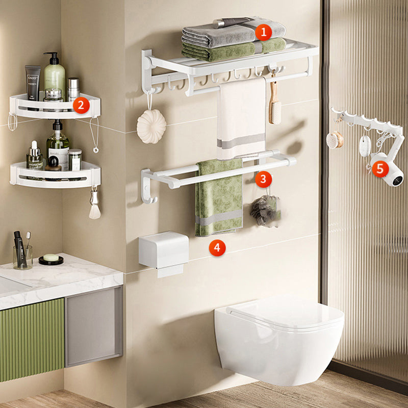 White Bathroom Accessory Set Contemporary Aluminum Bathroom Accessory Kit with Towel Bar