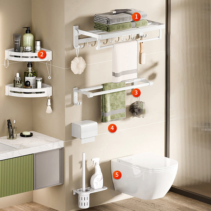 White Bathroom Accessory Set Contemporary Aluminum Bathroom Accessory Kit with Towel Bar