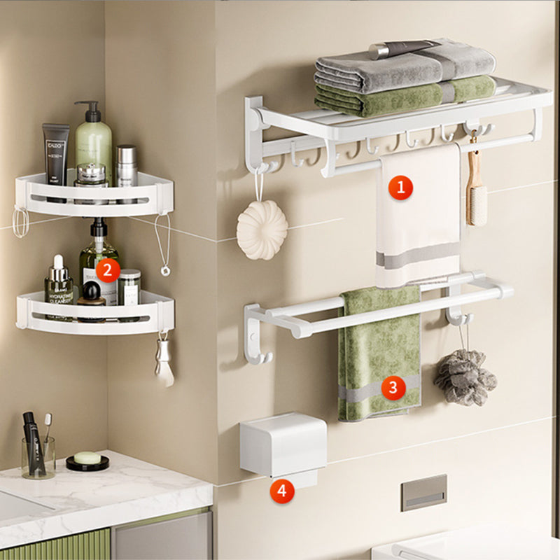 White Bathroom Accessory Set Contemporary Aluminum Bathroom Accessory Kit with Towel Bar